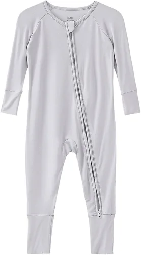 Vista 47 de Pijama de viscosa de bambú sin pies para niños y niñas, pijamas con cremallera para dormir y jugar, mameluco - 0-24 meses