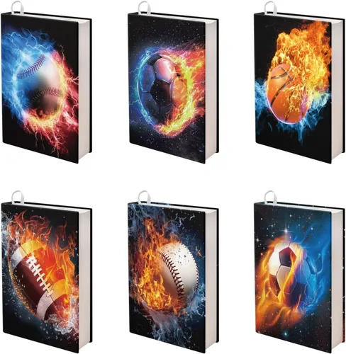 Vista 17 de Rnyleeg Paquete de 6 fundas protectoras de libros de bolsillo para niños, con temática deportiva, elástica, para amantes de los libros, estudiantes