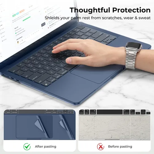 Vista 6 de EooCoo Funda mate para MacBook Air de 13 pulgadas M5/M4/M3/M2 2026-2022 Midnight Clear