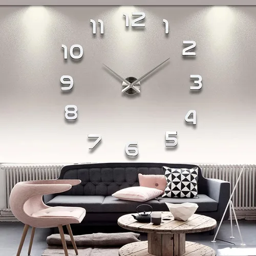 Vista 8 de THIDARGO Reloj de pared 3D DIY con números arábigos, sin marco, superficie de espejo, calcomanía de pared, decoración del hogar para sala de estar