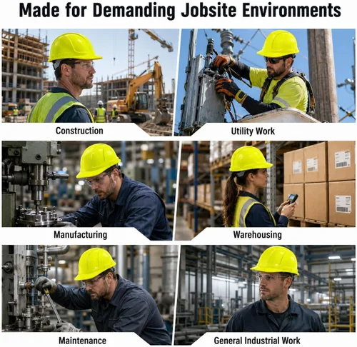 Vista 7 de JORESTECH Casco de Seguridad Duro Naranja de HDPE Estilo Gorra Casco con Suspensión de Trinquete Ajustable de 4 Puntos para Trabajo, Hogar