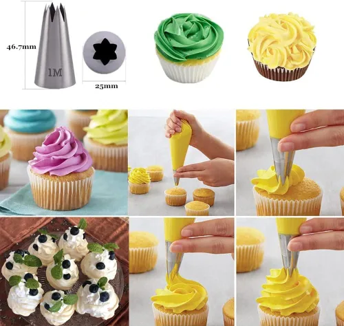 Vista 2 de Juego de puntas de tuberías para decoración de pasteles, puntas grandes de 1M 1A 2A 2D 4B