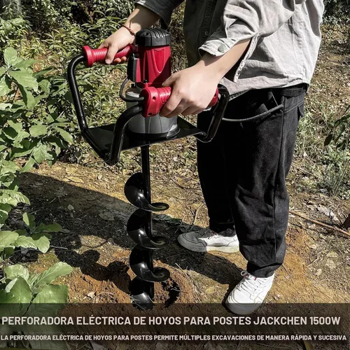 Vista 3 de Excavadora eléctrica del agujero del poste de 1500W con los pedazos del reverso, 2×6" y 2×4" Rojo