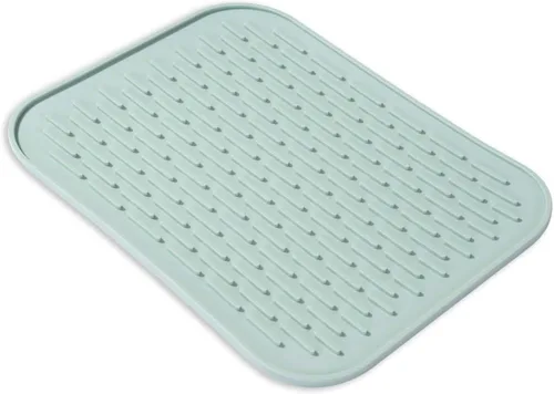 Vista 13 de Tapete pequeño para secar platos, tapetes de silicona para encimera de cocina, 11.5 x 9.1 pulgadas, para estante sobre el fregadero, ollas