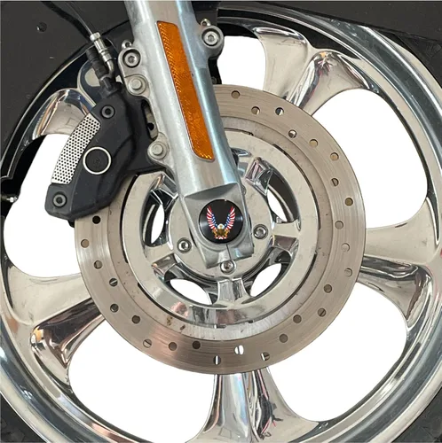 Vista 2 de American Flag Eagle - Tapas de tuerca para eje delantero, color negro, compatible con Harley Davidson Touring Road King Road Glide Street Glide