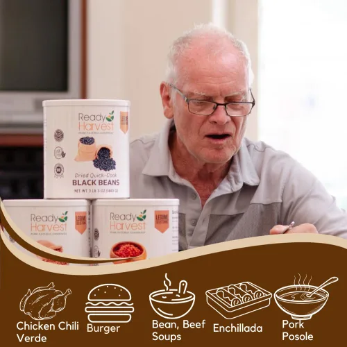 Vista 4 de Ready Harvest Alimentos de emergencia – Frijoles pintos de cocción rápida Frijoles precocidos, solo tienes que añadir agua caliente Lata #10