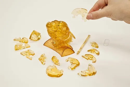 Vista 3 de Rompecabezas de cristal de 42 piezas Owl Gold Rompecabezas 3D