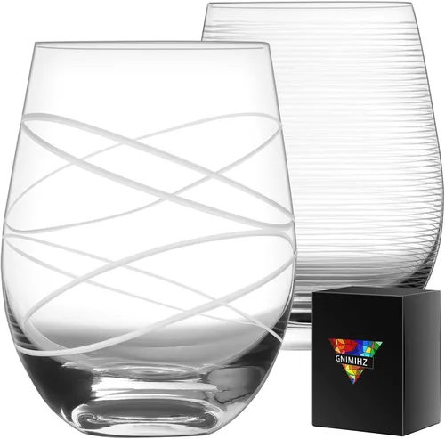 Vista 9 de Copas de vino sin tallo para vino tinto o blanco (juego de 2), 18 onzas, copas de vino grandes para cabernet, pinot noir, borgoña, burdeos Claro