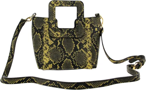 Vista 4 de Olivia Miller Mini bolso de mano de cuero vegano con estampado de pithon de serpiente sintética para mujer