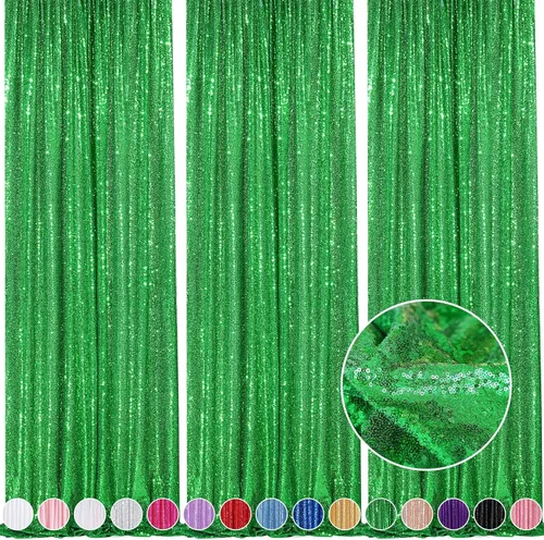 Vista 25 de 2 cortinas de 2 x 8 pies de lentejuelas con brillantina para marco de fotografía, para fiestas o fondos de fotografía