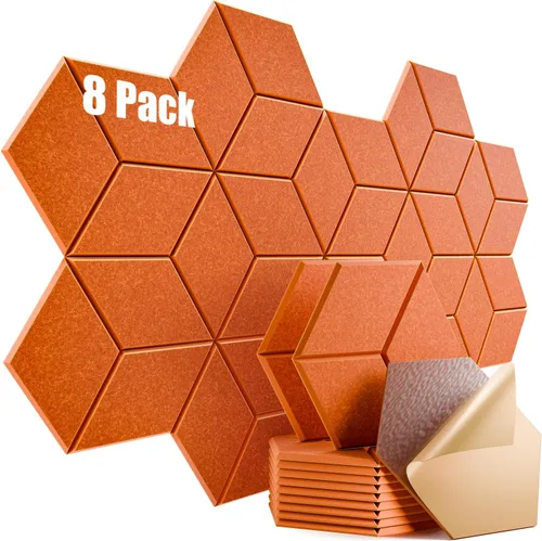 Vista 58 de Paquete de 12 paneles acústicos autoadhesivos de 12 x 10 x 0.4 pulgadas, paneles de espuma a prueba de sonido con alta densidad, elegante diseño