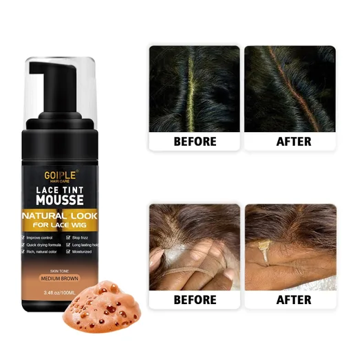 Vista 4 de Mousse de cabello de encaje para pelucas, tupés y extensiones para el cabello de mujer, 3.4 onzas líquidas, tinte de espuma de color de acabado
