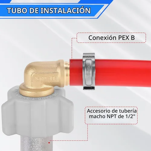 Vista 3 de Codo giratorio NPT hembra de 1/2 pulgada Pex × 1/2 pulgada sin plomo, compatible con PEX-B, paquete de 2
