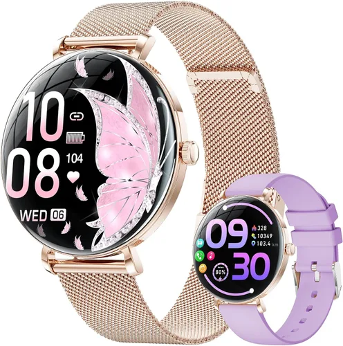 Vista 10 de Relojes inteligentes para mujer con llamadas/respuesta: reloj inteligente AMOLED de 1.43 pulgadas con pantalla táctil para teléfono Android