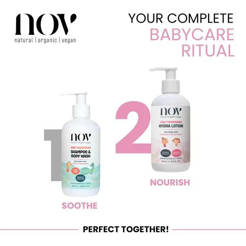 Vista 4 de Baby Nourishing Hydra Lotion - Loción para bebés para recién nacidos para calmar la picazón y el enrojecimiento - Manteca de karité esencial