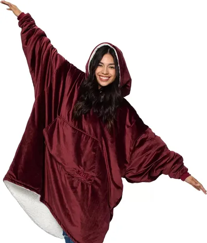 Vista 8 de THE COMFY Original - Manta de forro polar de microfibra con forro sherpa, diseño de gran tamaño con capucha y bolsillo de Shark Tank