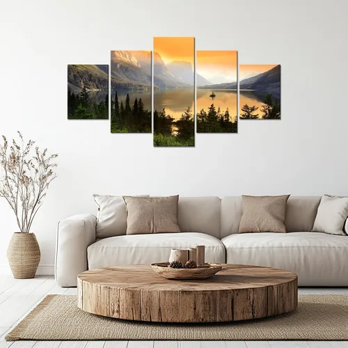 Vista 4 de Arte de Lienzo de Pared de Montana Decoración de Pared del Parque Nacional Glacier Lámina de Montana St. Mary Póster Pintura de Paisaje Wild Goose