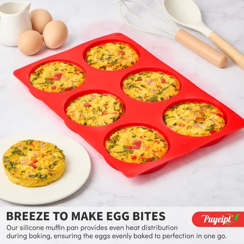 Vista 6 de Puyeipt Moldes de silicona para huevos de 4 pulgadas para sándwiches de desayuno, paquete de 2 moldes de silicona redondos antiadherentes
