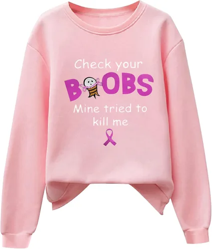 Vista 6 de Pvkarhg My Wife is a Fighter and My Hero - Sudadera para mujer con cuello redondo para concientización sobre el cáncer de mama, camisas de manga