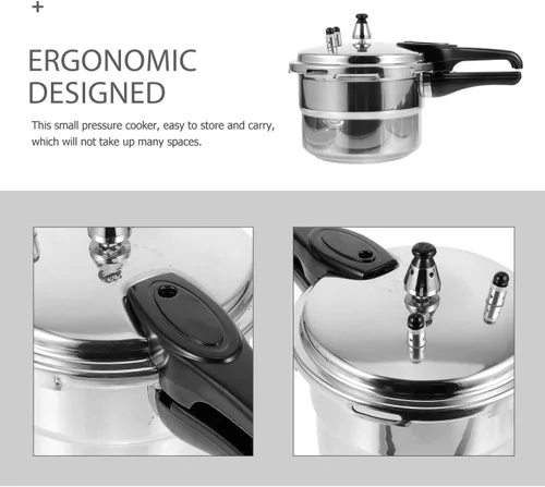 Vista 4 de Hemobllo Olla de alta presión para estufa de cocción rápida, diseño grueso, mango ergonómico para estufas de gas e inducción, multifuncional