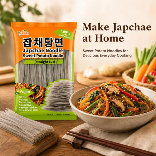 Vista 7 de APEXY Fideos de vidrio de batata corte recto, fideos japchae, pasta de fideos coreanos, sin grasa y sin gluten, 100% almidón de batata, sin