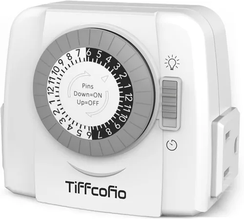 Vista 11 de TiFFCOFiO Temporizador de Enchufe Mecánico para Interiores, Temporizadores de 3 Clavijas para Tomas Eléctricas, Temporizador de Luz Enchufable