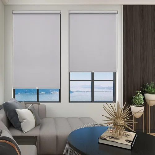 Vista 7 de Changshade Cortina enrollable de tela sin cordón, con bloqueo de luz, para ventanas con aislamiento térmico, protección UV, persianas enrollables