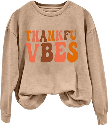 Vista 2 de Wdminyy Sudaderas de moda para mujer 2023 con estampado gráfico de letras de otoño con cuello redondo y manga larga