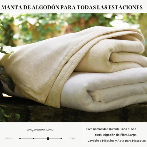 Vista 2 de Peacock Alley All Seasons - Manta de algodón de lujo, 100% algodón de fibra larga para sofá, cama y cuna, tamaño King, California King