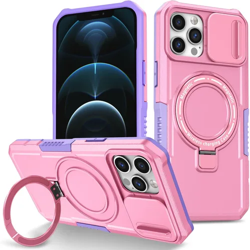 Vista 23 de Funda magnética para iPhone 11, soporte de anillo con ventana corrediza, funda protectora mate a prueba de golpes para iPhone 11 6.1, fundas