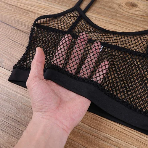 Vista 7 de KKmeter Bralette de malla para mujer con correa superior para ver a través de ver sin mangas, chaleco para fiesta