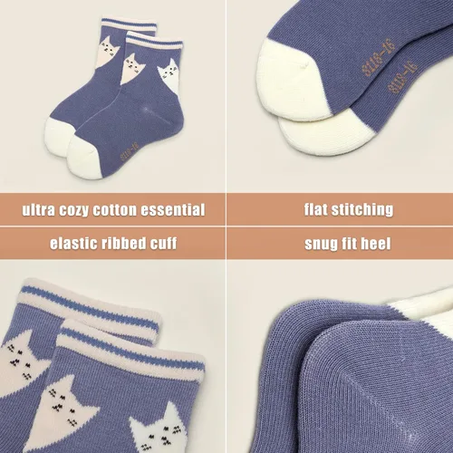 Vista 14 de Aisyee Calcetines de algodón para niños, calcetines sin costuras para niños, calcetines coloridos de cuarto de punto, paquete de 6