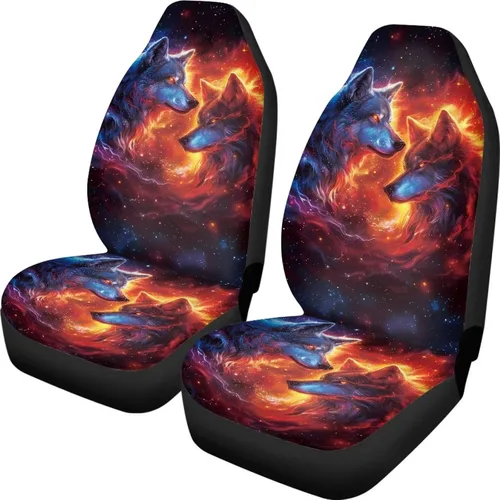 Vista 34 de Mumeson Fundas protectoras de asiento delantero de automóvil con estampado de calavera y girasol, fundas elásticas para asiento de automóvil, 2