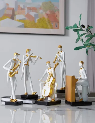 Vista 7 de HAUCOZE - Estatua de saxofón para decoración musical, estatua de músico, 10 pulgadas Modern Arts, Home Gift for Studio Living Room Office, for