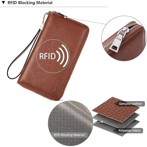 Vista 5 de BOSTANTEN Monederos y bolsos de cuero para mujer bolso de mano grande para trabajo bolso cruzado suave y carteras de cuero para mujer bloqueo RFID