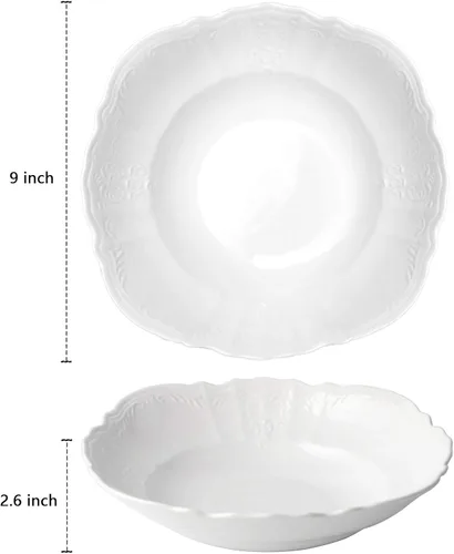 Vista 6 de amhomel Cuencos de porcelana, cuencos grandes de cerámica poco profundos de 38 onzas para ensalada, pasta, sopa y frutas, aptos para microondas