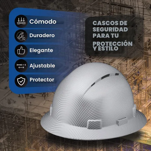 Vista 2 de Casco de construcción OSHA de ala completa con diseño de tatuaje/calavera, acabado mate, con suspensión de 6 puntos