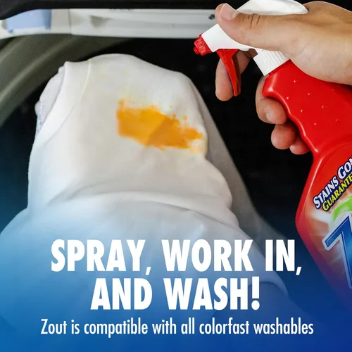Vista 5 de Zout Removedor de Manchas para Lavandería en Spray, Fórmula de Triple Enzima, Botellas de 22 Onzas, Paquete de 2