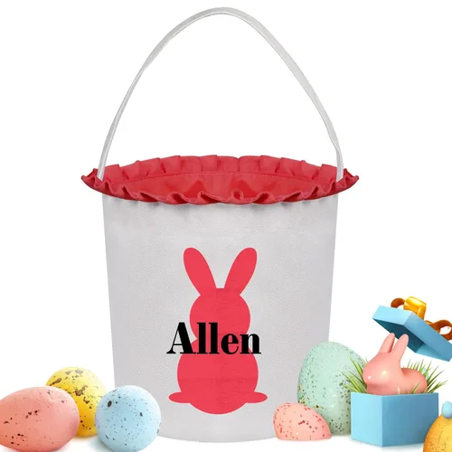 Vista 8 de Cestas de Pascua personalizadas para niños y niñas, cestas de conejo de Pascua personalizadas para niños, cesta de caza de huevos de Pascua, regalos