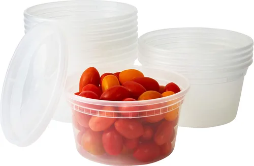 Vista 7 de Recipientes de plástico de 8 onzas sin BPA de grado deli-Grade con tapas, 48 unidades a prueba de fugas, para microondas, para pedidos para llevar