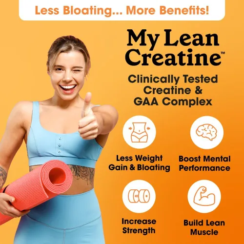 Vista 3 de Fit & Lean Creatina para mujeres, complejo de creatina en polvo My Lean con GAA, rendimiento muscular, función cognitiva y menos hinchazón