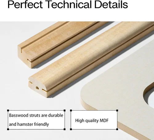 Vista 5 de Dxcaicc Escondite de hámster de madera con tragaluz grande abatible pequeño castillo para mascotas con ventana de acrílico transparente, casa