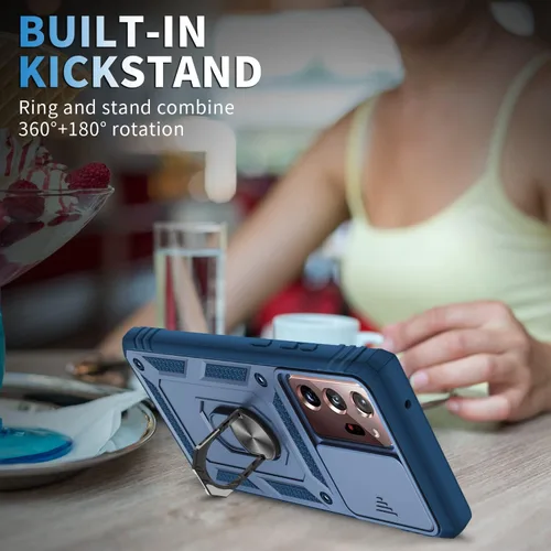 Vista 2 de Funda para Galaxy Note 20 Ultra, a prueba de golpes, resistente a los impactos con cubierta protectora de lente deslizante para Samsung Galaxy Note
