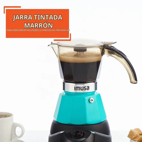 Vista 5 de IMUSA Cafetera Eléctrica de Espresso de 3 o 2 Tazas, Verde Azulado
