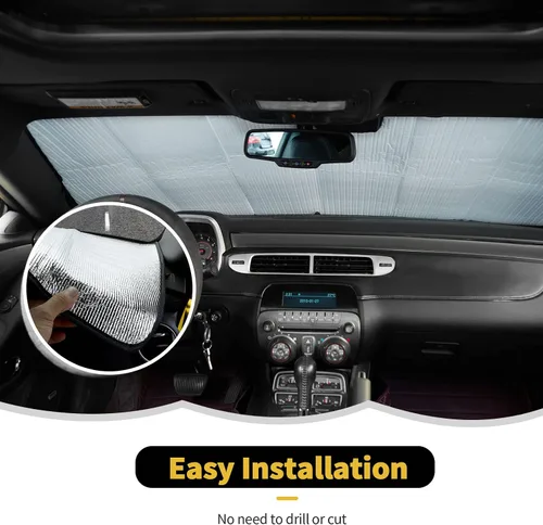 Vista 5 de Parasol para parabrisas, protector térmico para ventana de Chevrolet Camaro 2010-2015