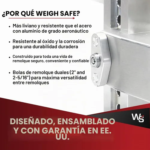 Vista 6 de Weigh Safe Soporte de bola de enganche de remolque ajustable, enganche de caída ajustable de 6 pulgadas para receptor de 2 pulgadas con 2 piezas