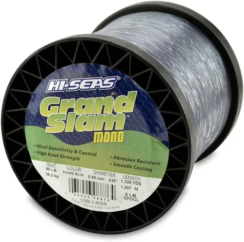 Vista 37 de HI-SEAS Grand Slam - Sedal de pesca de monofilamento, fuerte y resistente a la abrasión, en agua dulce y salada transparente, rosa, verde, azul