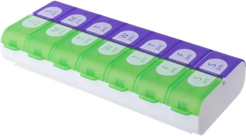 Vista 7 de EZY DOSE Organizador de píldoras semanal (7 días), planificador de medicamentos, caja de vitaminas, estuche de planificador diario, 2 veces al día