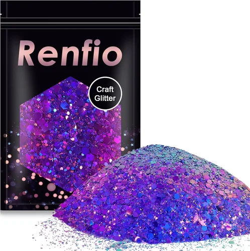 Vista 7 de Renfio Chameleon Purpurina Gruesa con Brillo, Juego de Purpurina de Resina de 16 Colores que Cambian de Color, Cada uno 10g/0.35oz, Copos