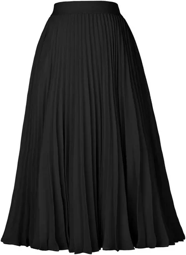 Vista 5 de GRACE KARIN - Falda plisada de gasa para mujer, con cintura alta y elástica, vuelo, corte acampanado y longitud por debajo de la rodilla